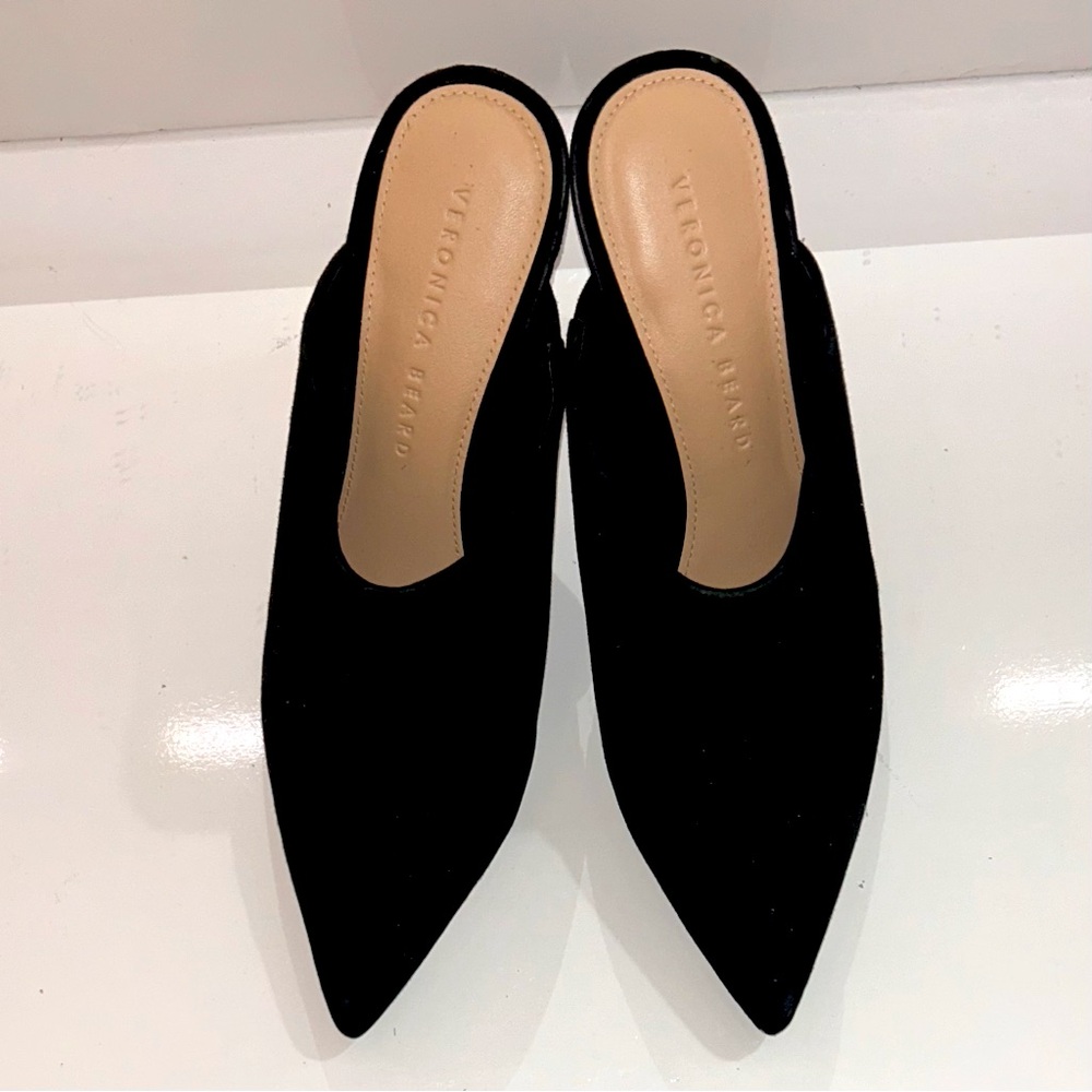 Veronica Beard Black suede Lisa mules with a pointed toe and stiletto heel - Picture 2 of 10